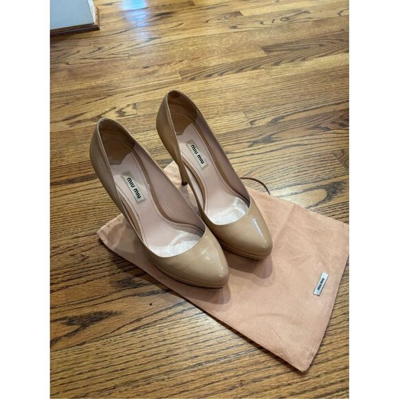Miu Miu Nude Patent Platform Pumps size 39 - Picture 1 of 8